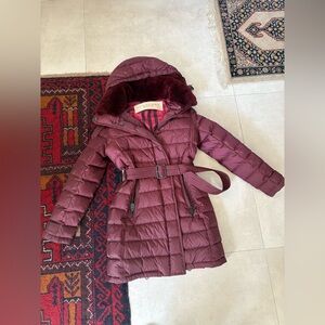 Burberry Brit Burgundy Down Puffer Quilted Coat S